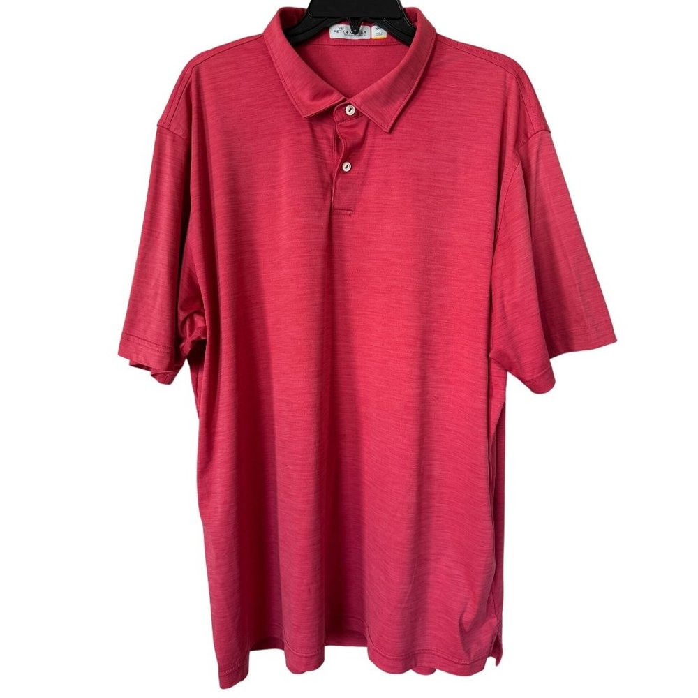 Peter Millar‎ Featherweight Pink Heathered Golf Polo Shirt Mens XXL UPF 50+ f2